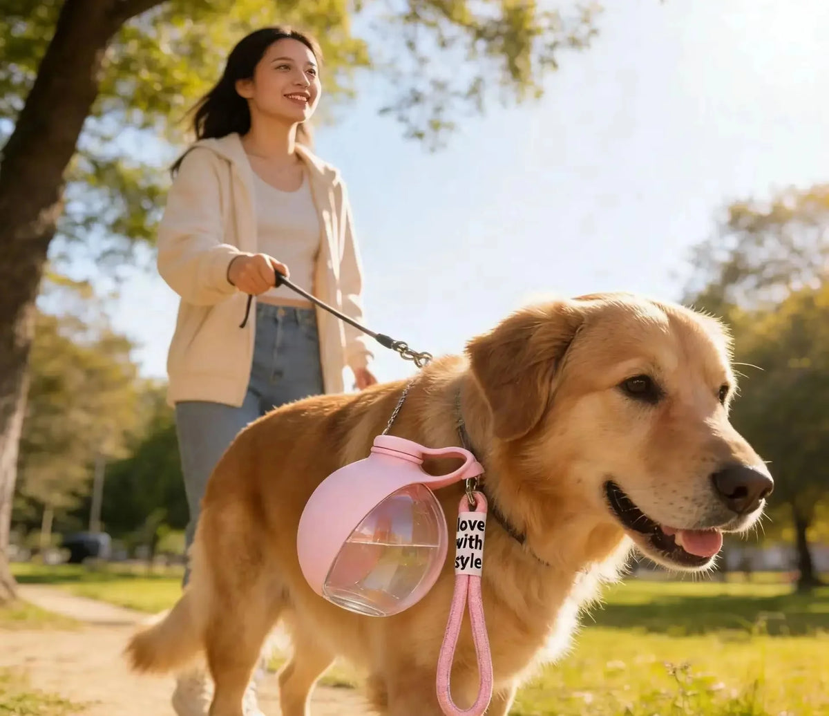 Portable 2-in-1 Pet Water Bottle with Lanyard