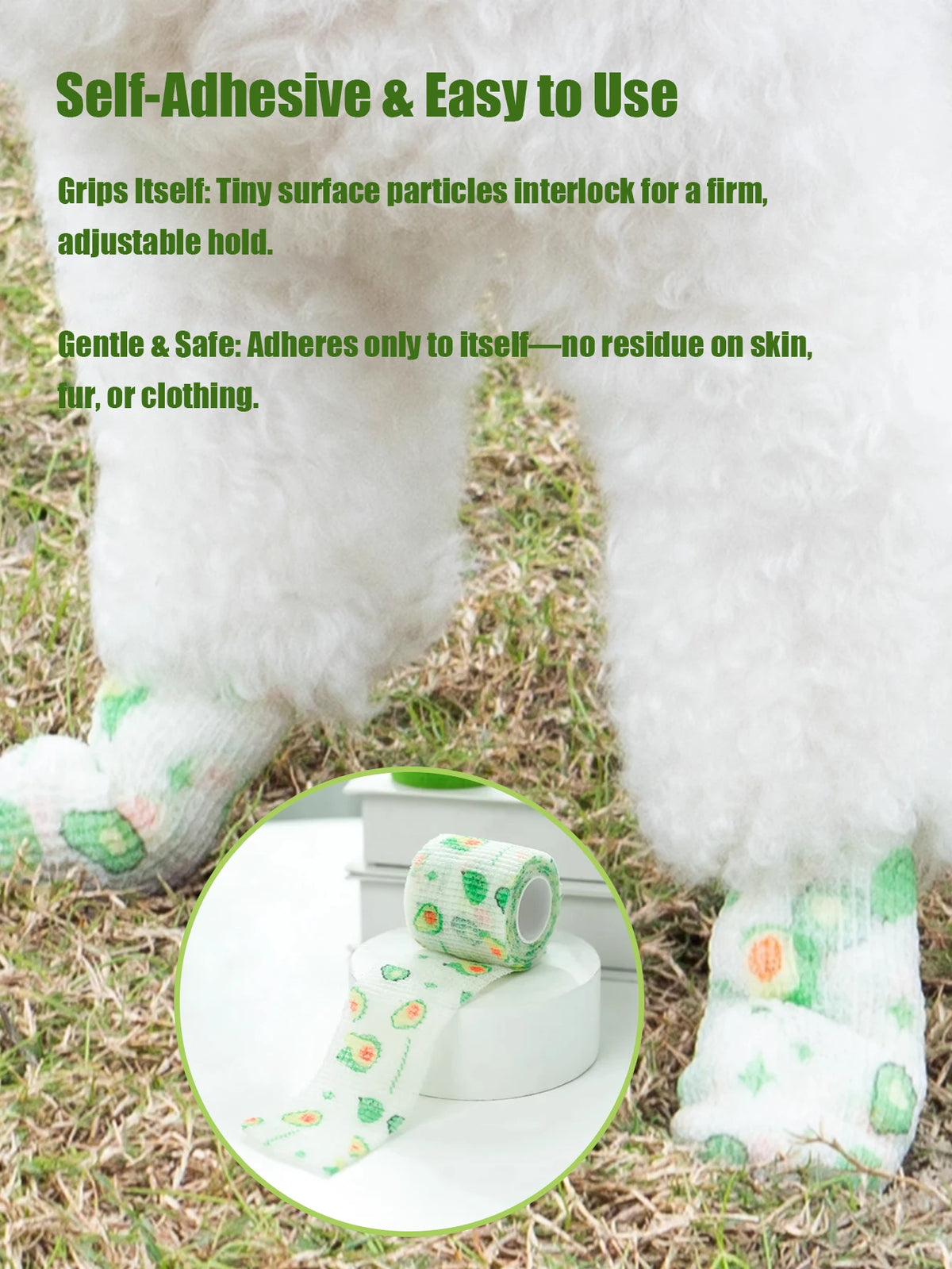 Self-Adhesive Pet Bandage Wrap for Paw Protection & Wound Care
