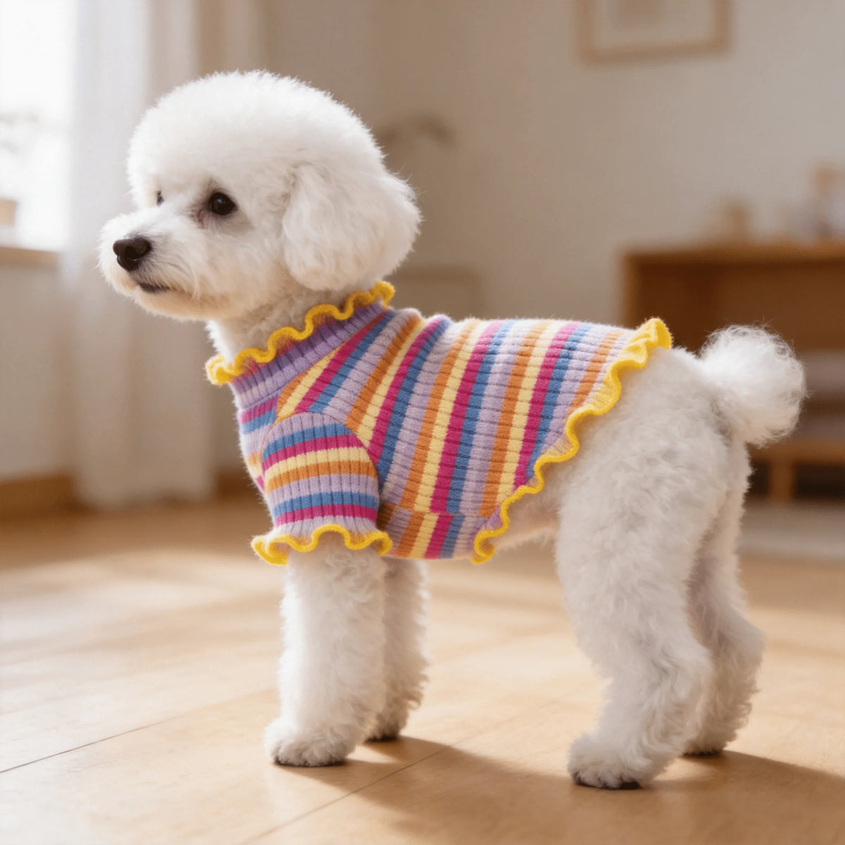 Striped Cotton Pet T-Shirt for Small Dogs and Puppies