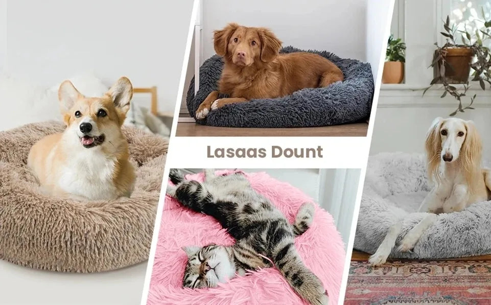 Cozy Plush Round Pet Bed for Dogs and Cats