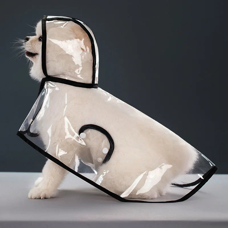 Clear Waterproof Dog Raincoat with Adjustable Hood
