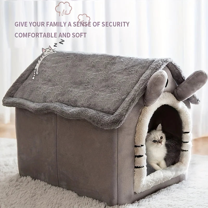 Lit Grotte Pliable pour Animaux avec Housse Lavable