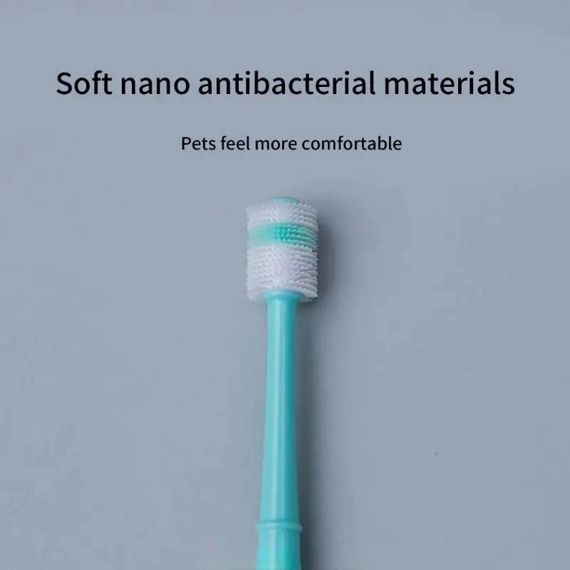 360° Soft Silicone Pet Toothbrush for Cats and Small Dogs