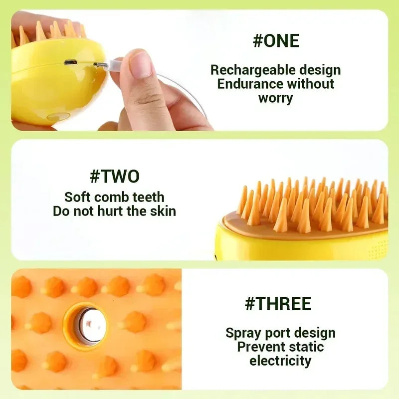 Brosse de toilettage à vapeur électrique pour chats et chiens