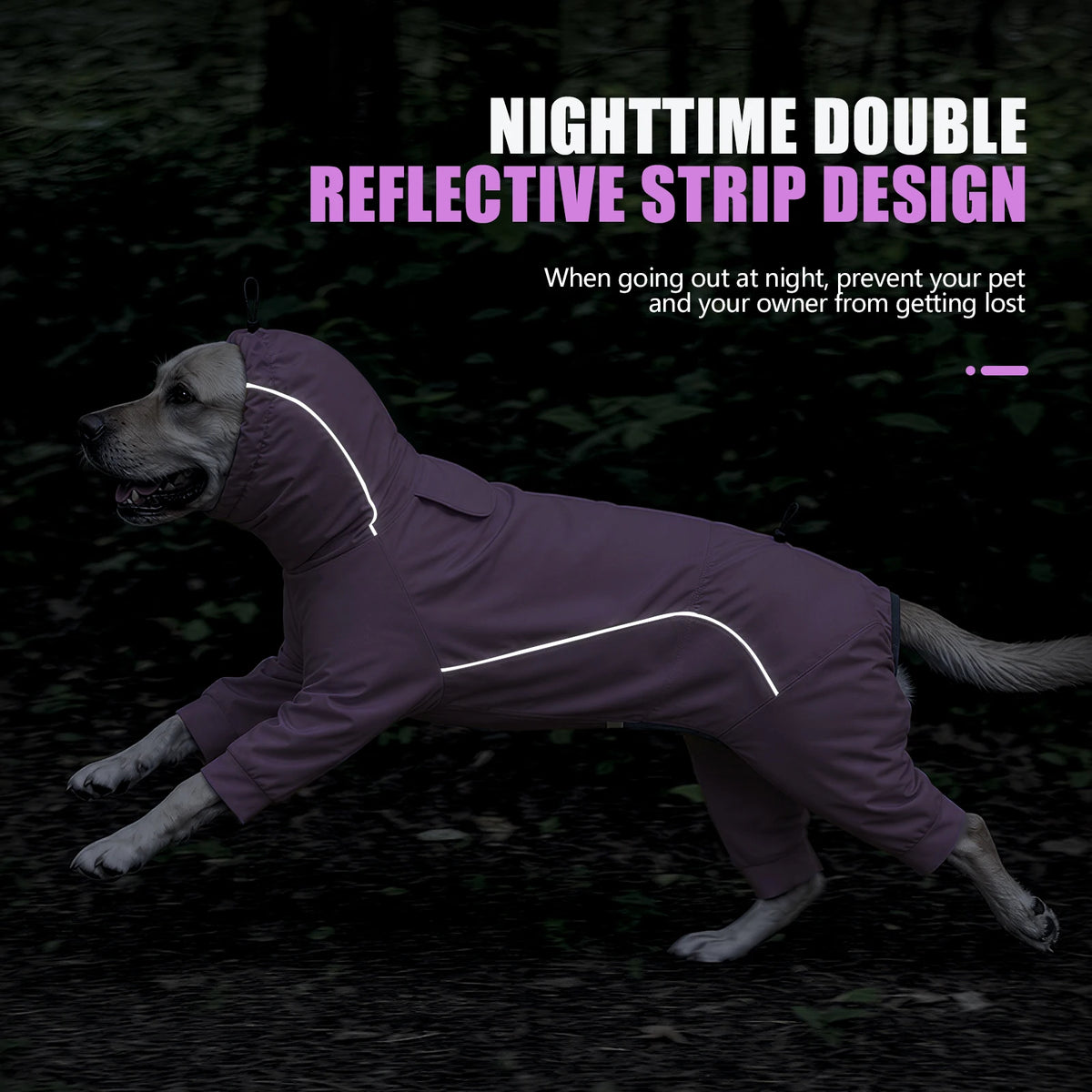 Waterproof Dog Raincoat with Reflective Stripe and Hood