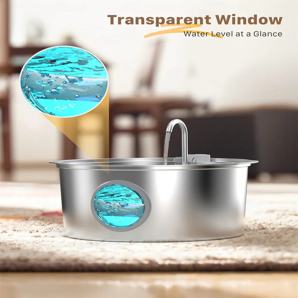 Ultra-Quiet 7L Stainless Steel Pet Water Fountain for Large Dogs & Cats