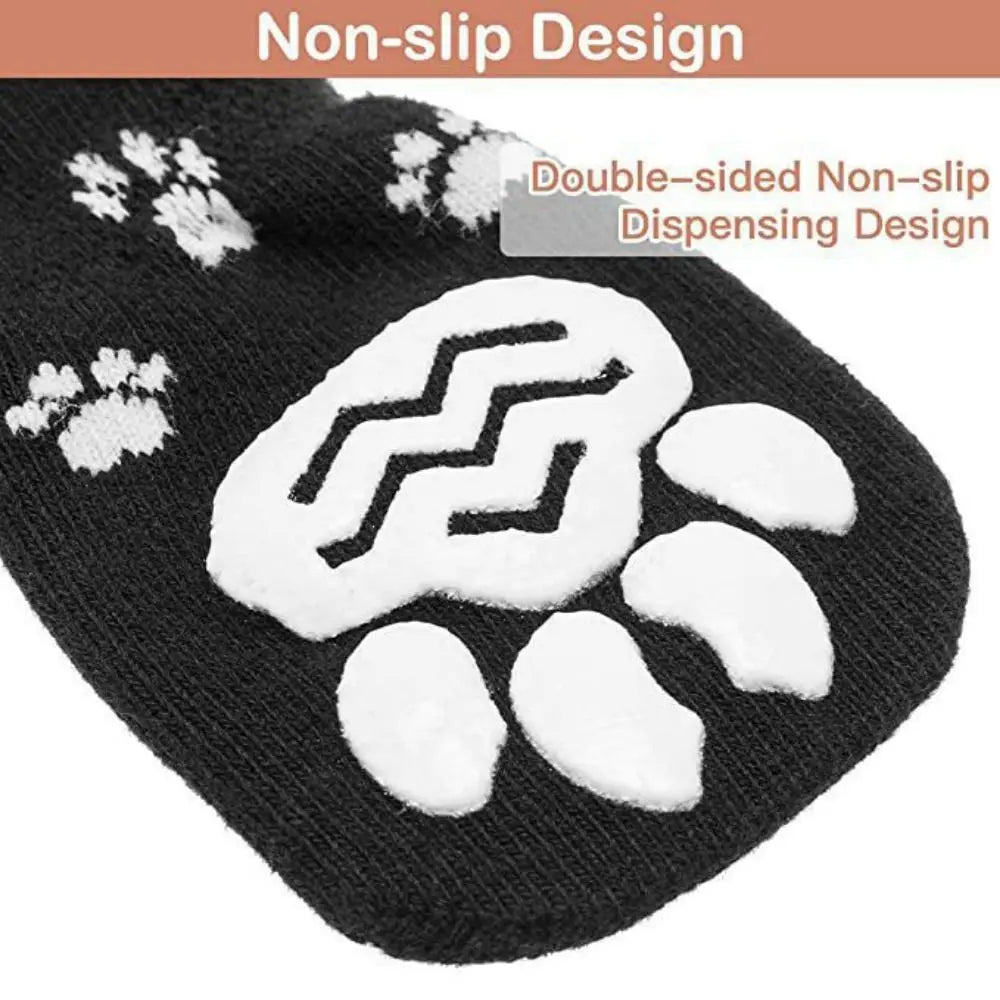 Breathable Anti-Slip Dog Socks with Paw Print Design (4-Pack)