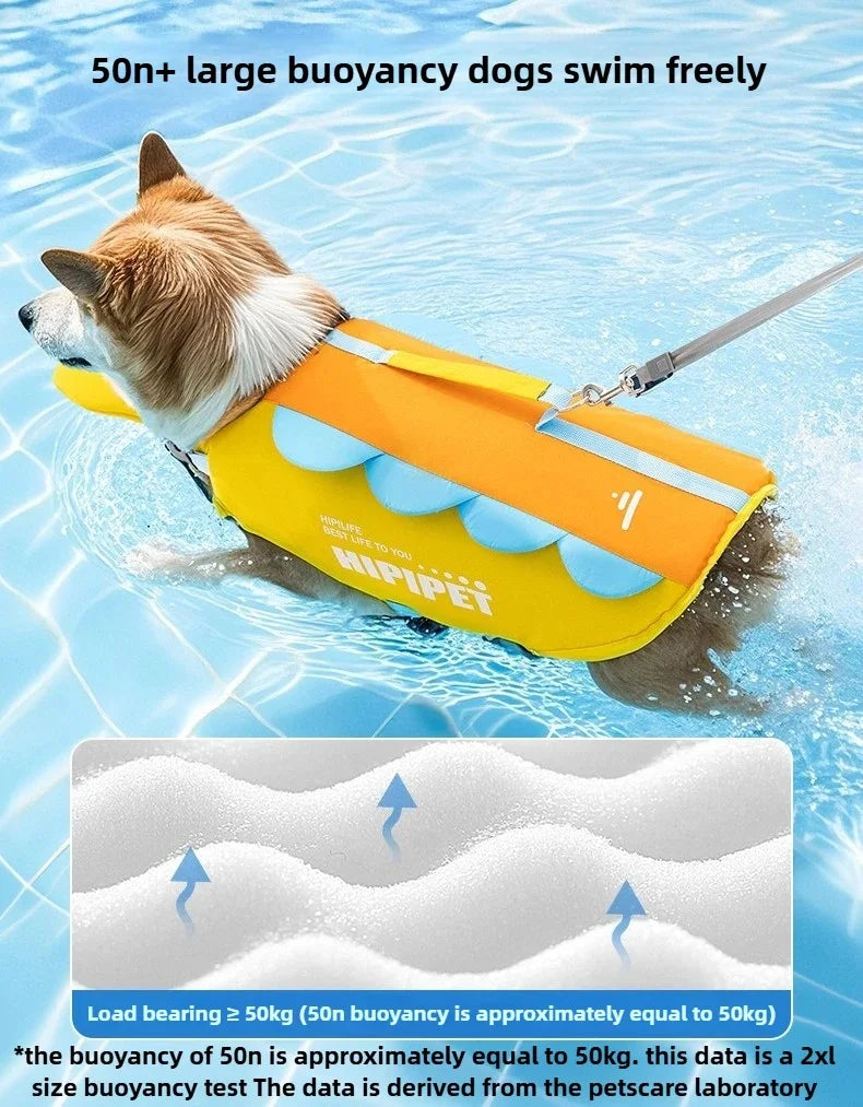 Adjustable Dog Life Jacket with Reflective Trim for Swimming and Water Safety