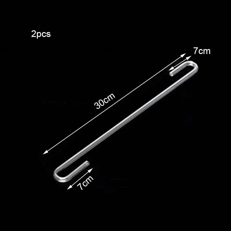 Two clear acrylic aquarium air tubing connectors shown with dimensions of 30cm and 7cm each.