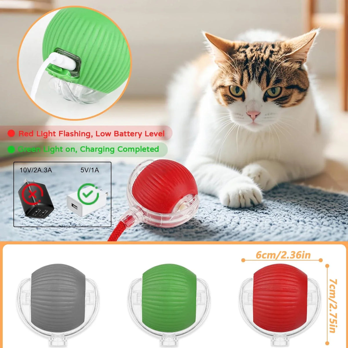 Automatic Interactive Rolling Cat Toy with Bird Sounds