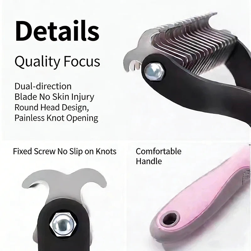 Double-Sided Stainless Steel Dematting Comb for Dogs and Cats