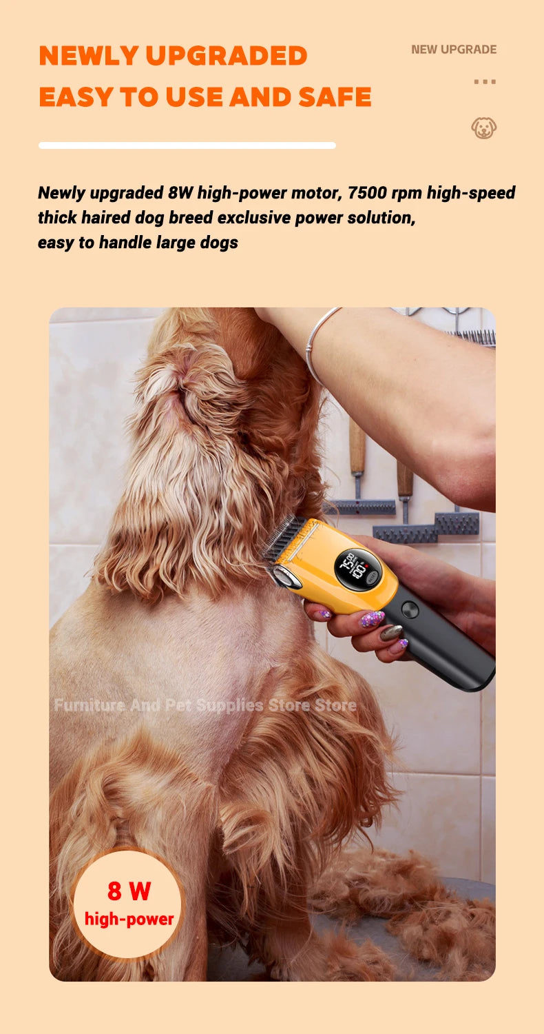 Professional Cordless Pet Grooming Clipper with LED Light and 6 Guide Combs