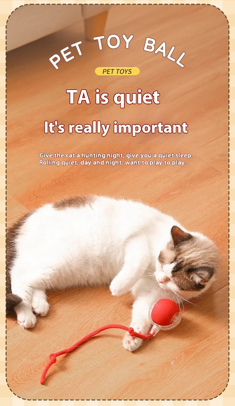 Interactive Rolling Cat Toy with Faux Tail