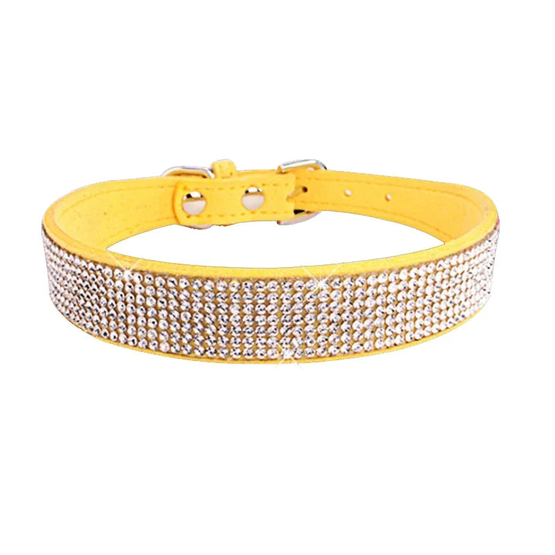 Kristall-Straß-Halsband aus Leder