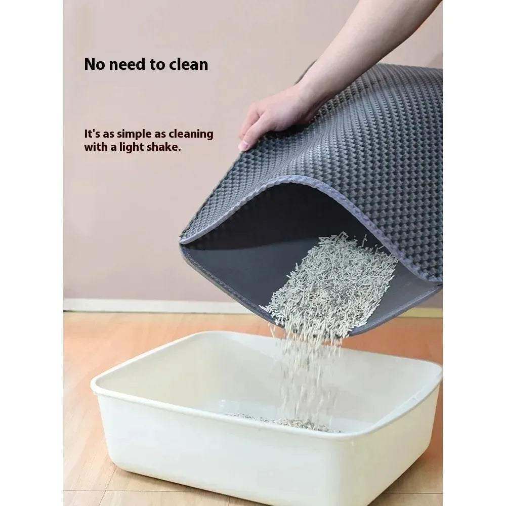 Double-Layer Waterproof Cat Litter Mat with Non-Slip Backing