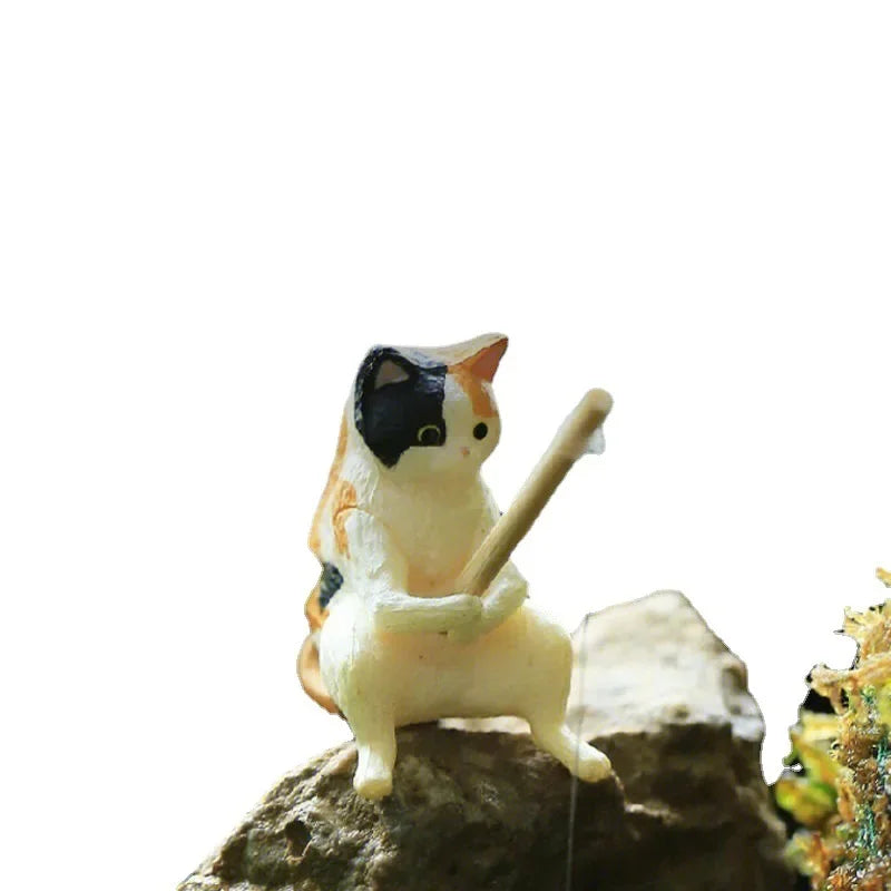 Décoration Aquarium Chat Pêcheur