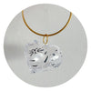 A clear silicone pet hair storage keychain with a cat face design attached to a gold-colored cord.