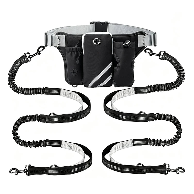 Hands-Free Reflective Dog Walking Belt with Storage Pouch
