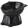 Elegant Elevated Pet Bowls Set - Anti-Slip, Wide Base (Black / White)
