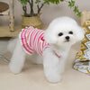 Summer Suspender Dog Dress - Striped Strawberry Print