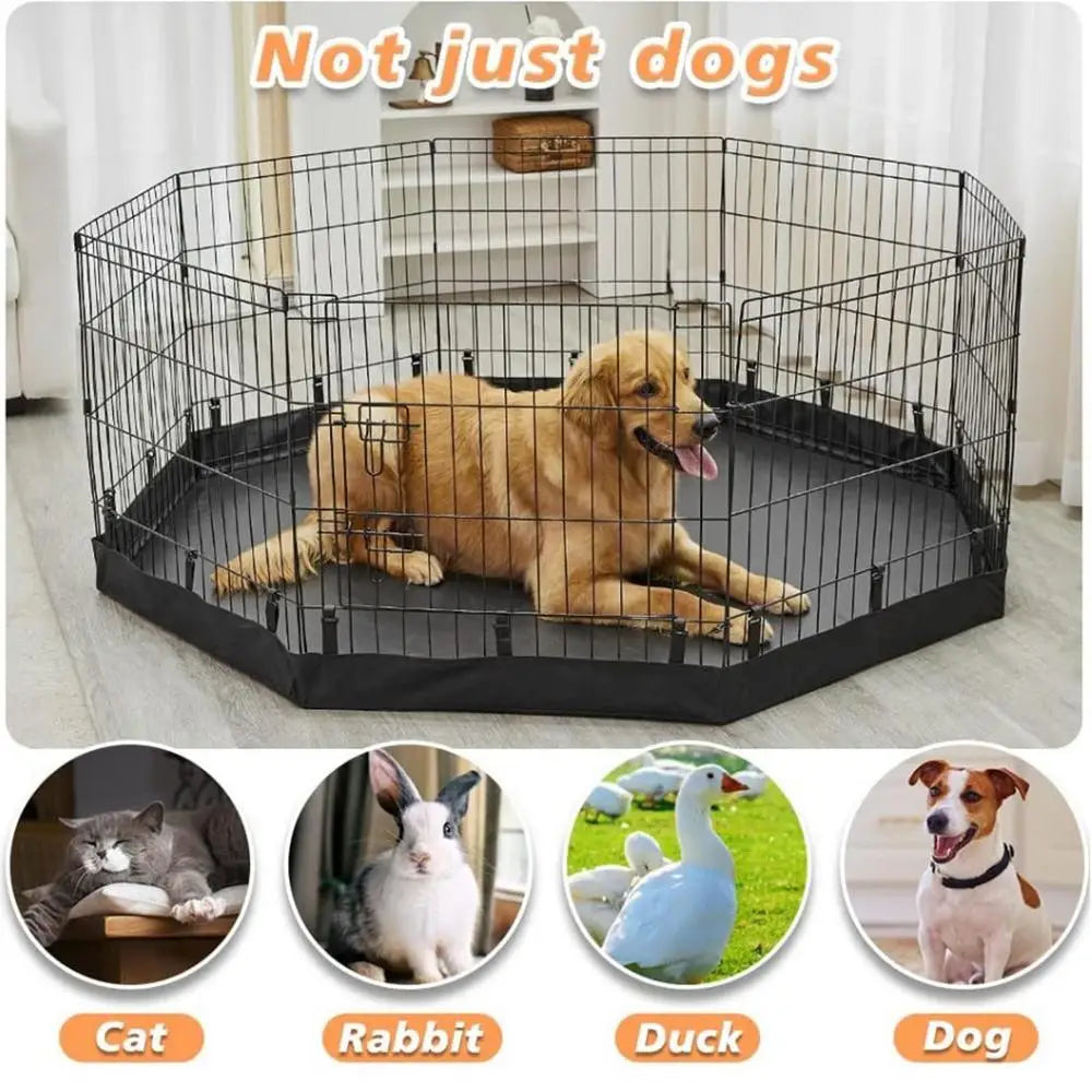 Schwarze, robuste Hundespielmatte mit verschiedenen Tieren wie Katze, Kaninchen, Ente und Hund