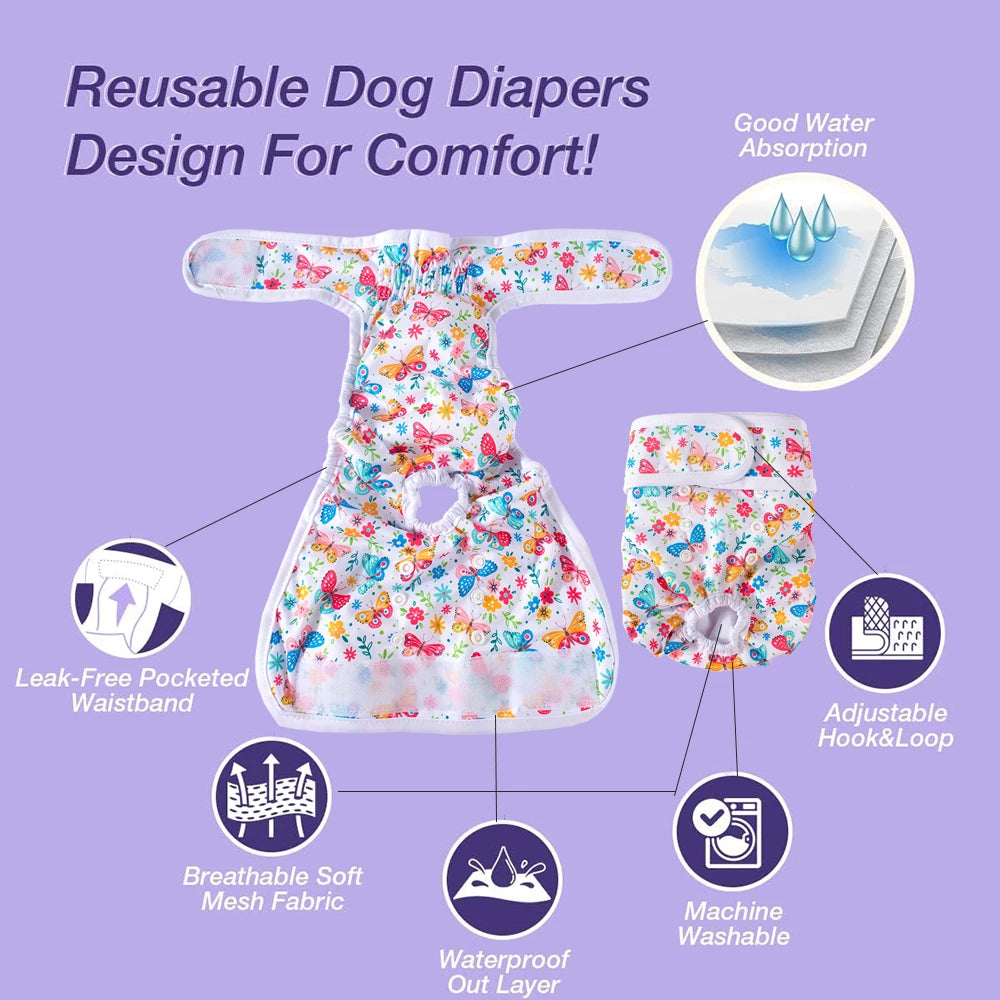 Reusable Dog Diapers for Female Dogs – Leak-Proof Sanitary Pants