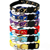Adjustable pet collar with a bell necklace featuring various colors and star designs.