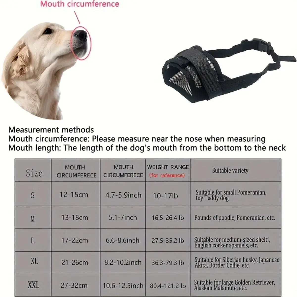 Breathable Dog Muzzle for Anti-Biting and Anti-Licking