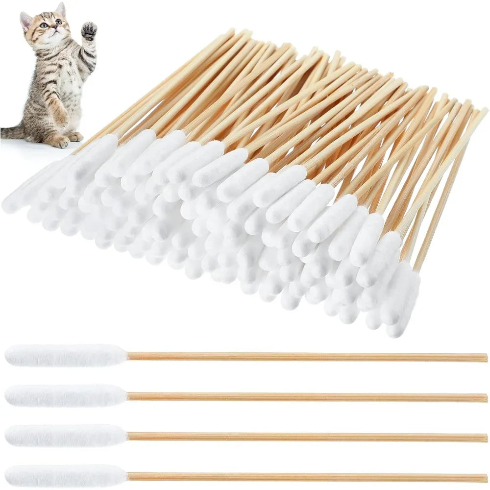 Extra-Long Double-Tipped Cotton Swabs for Pet Ear Care