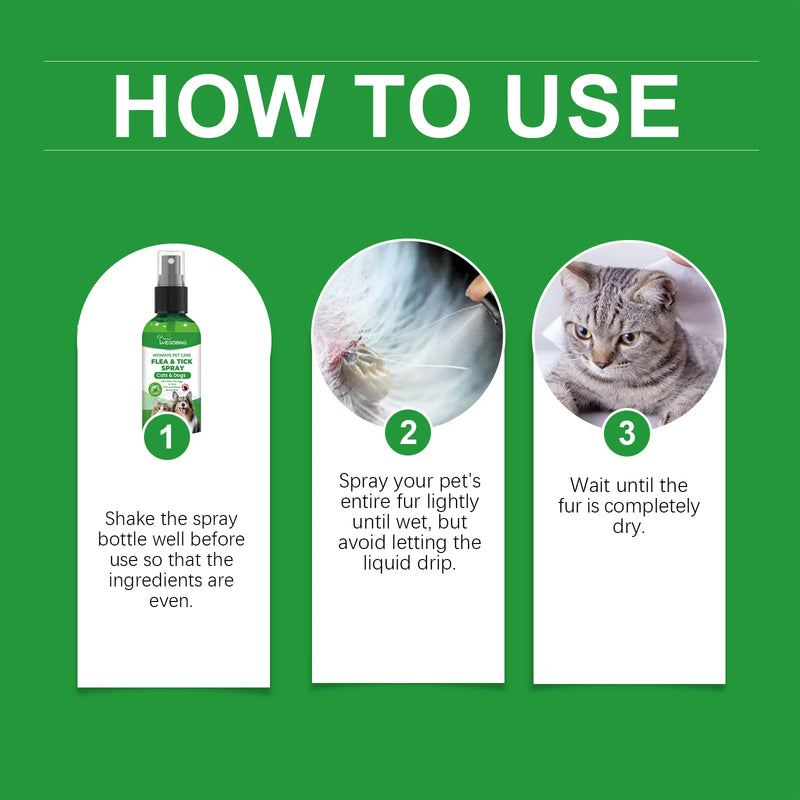 Mite Removal Spray for Cats and Dogs - Flea Killer & Tick Relief