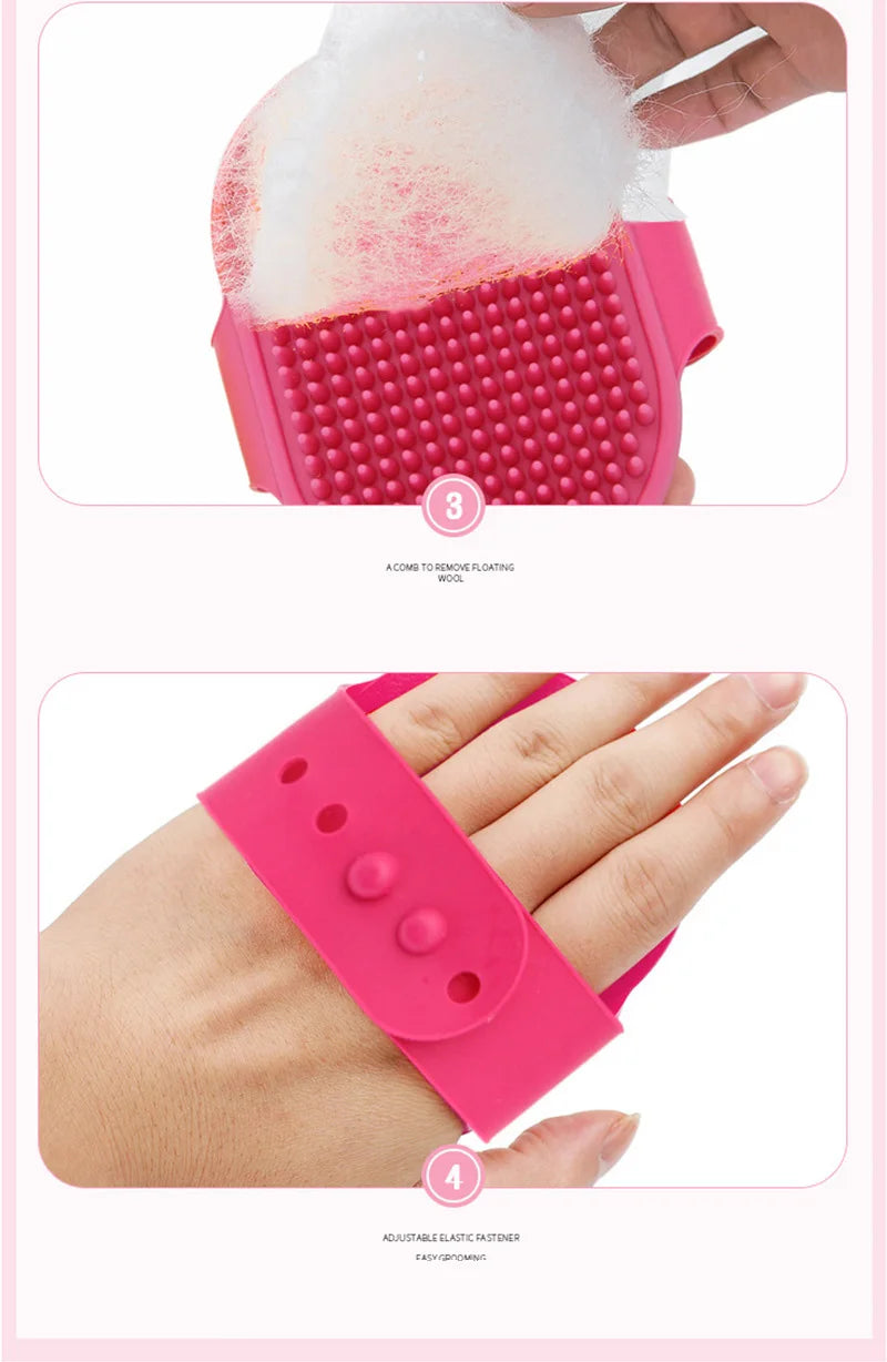 Soft Rubber Pet Grooming Glove Brush for Dogs and Cats