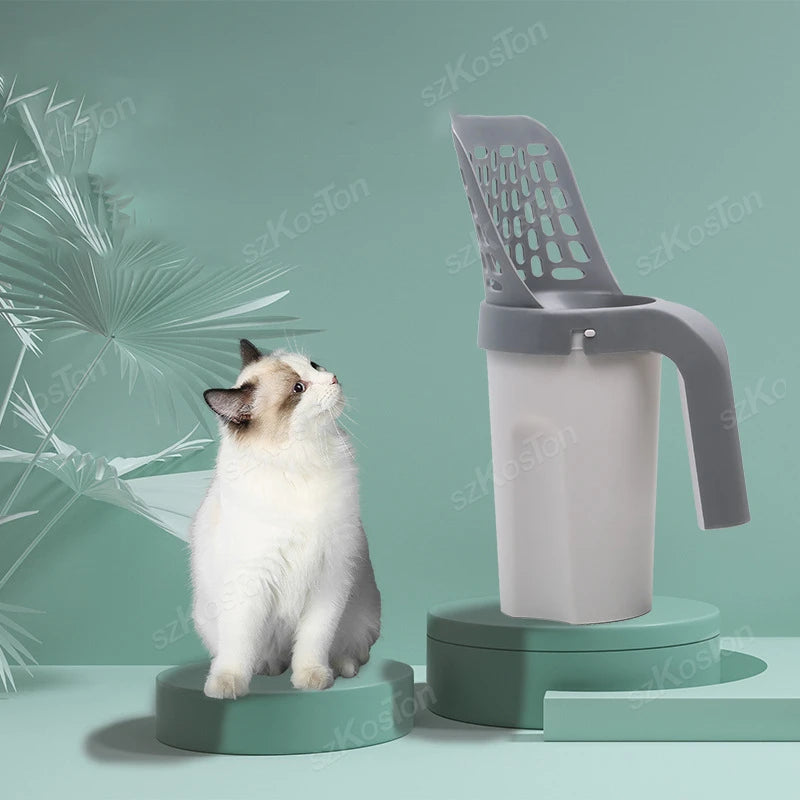 Cat Litter Scoop with Built-in Waste Bag Holder