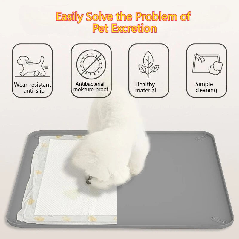 A silicone pet excretion pad holder in gray, designed for easy cleaning and featuring antibacterial moisture-proof material.