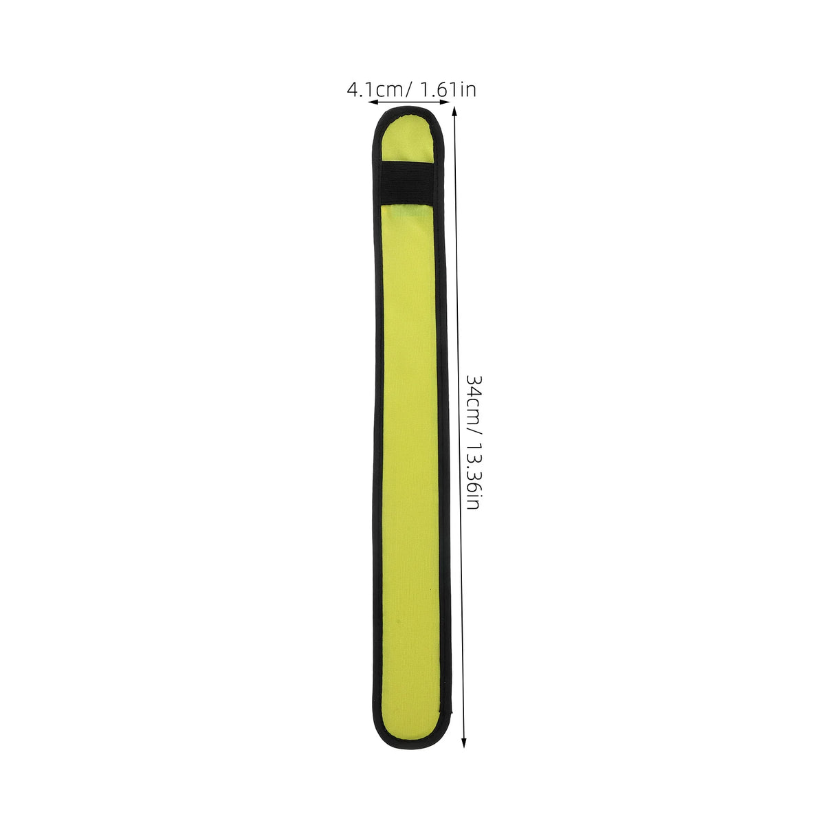 A yellow and black LED horse leg band shown vertically with dimensions 4.1cm by 34cm.
