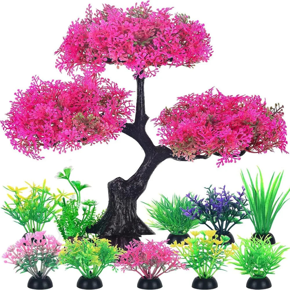 Lifelike Artificial Aquarium Plants – Set of 10