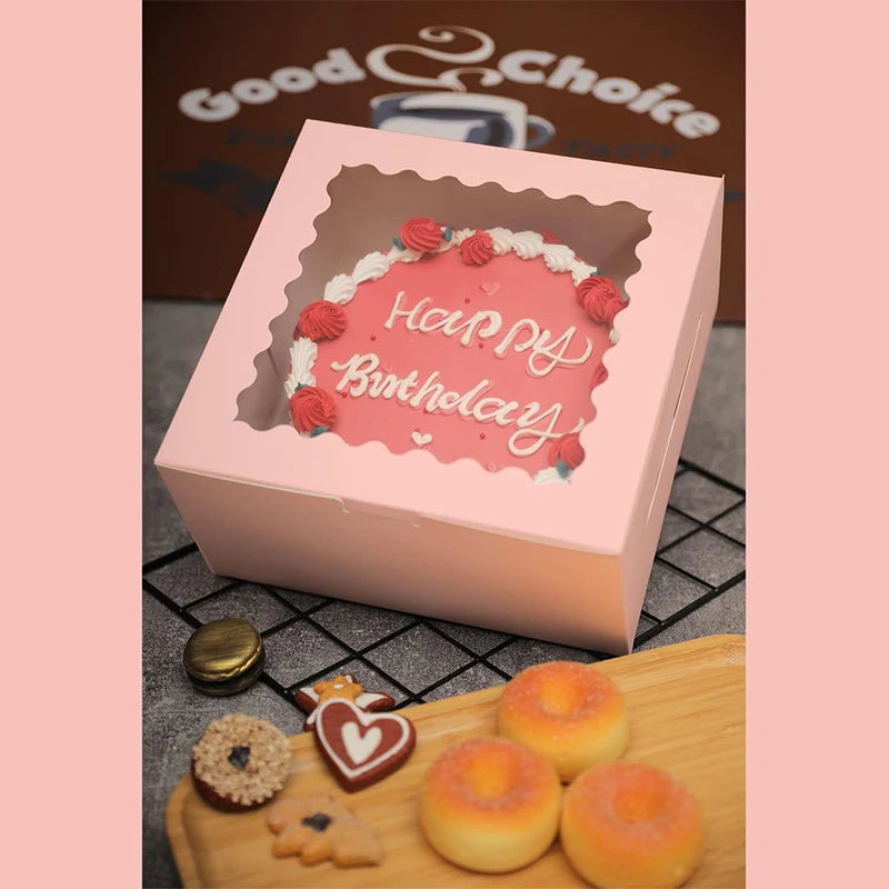 Set of 10 Cake Boxes with Clear Window for Bakery and Gifting