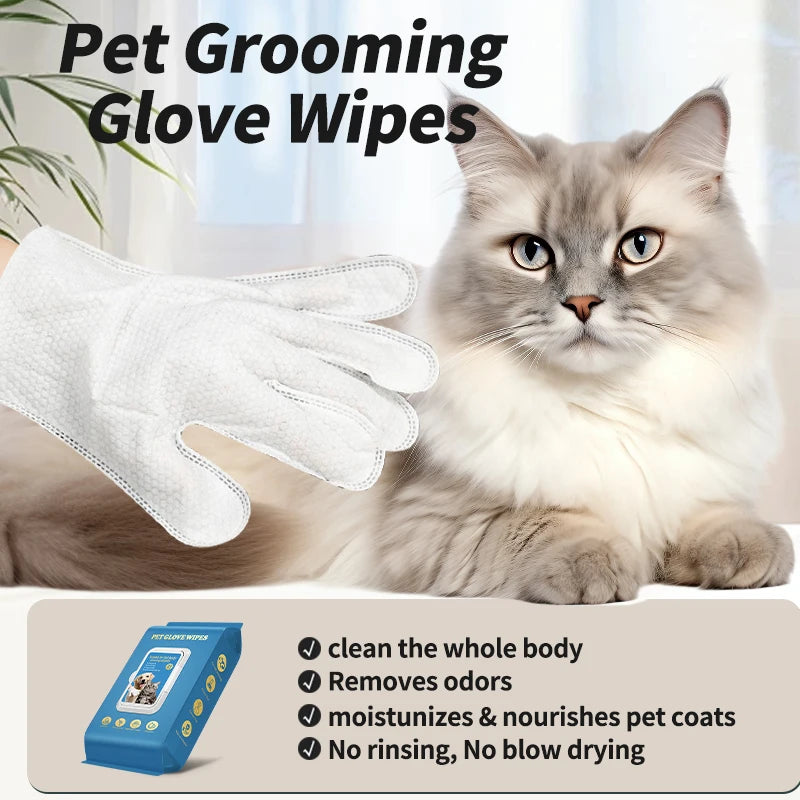 Pet Cleaning Gloves with Deodorizing Wipes (20-Pack)