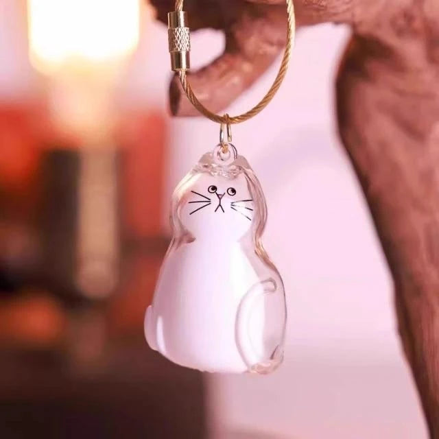 Porte-clés Chat Roux avec Compartiment de Rangement pour Cheveux