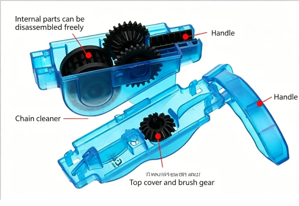 Portable Bicycle Chain Cleaner Tool with 3-Side Brushes