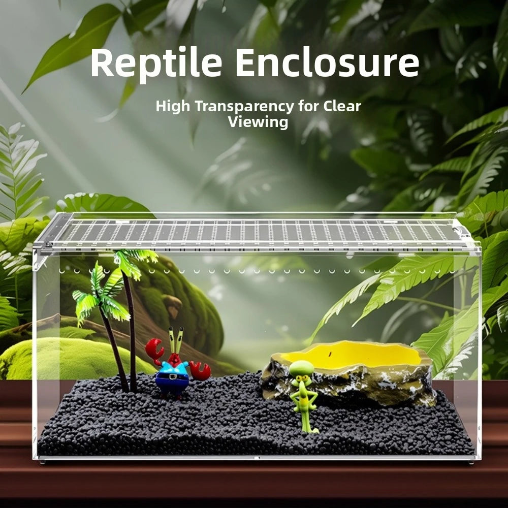 Acrylic Reptile Terrarium with Ventilation and Anti-Escape Lid