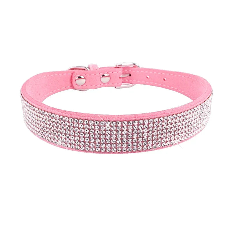 Kristall-Straß-Halsband aus Leder
