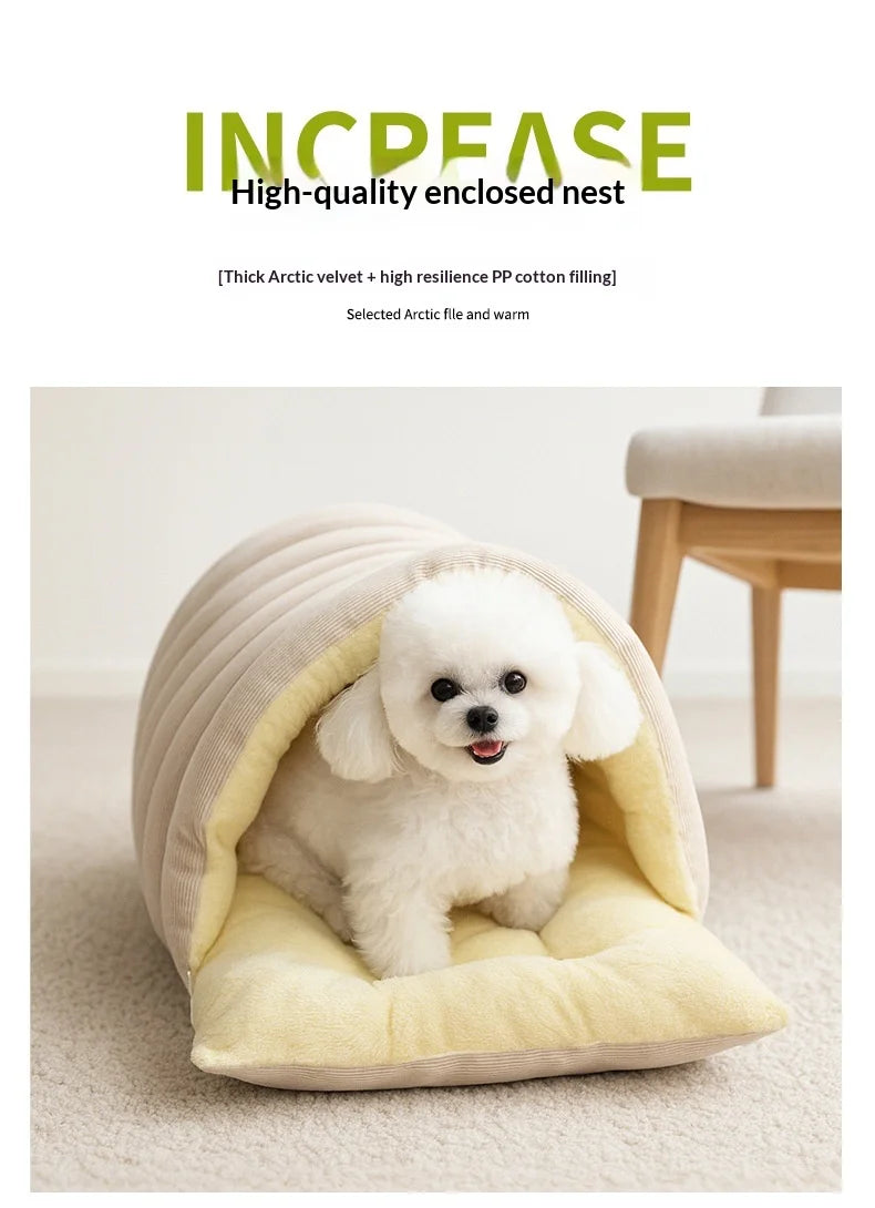 Cozy Thermal Plush Cat Bed with Removable Washable Cover