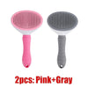 Two self-cleaning pet hair brushes, one pink and one gray.