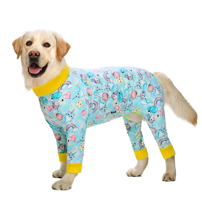Cartoon Print Cotton Pajamas for Medium and Large Dogs