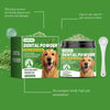 Yegbong Dental Powder for pets shown in packaging and a spoon, emphasizing plaque control and oral health.