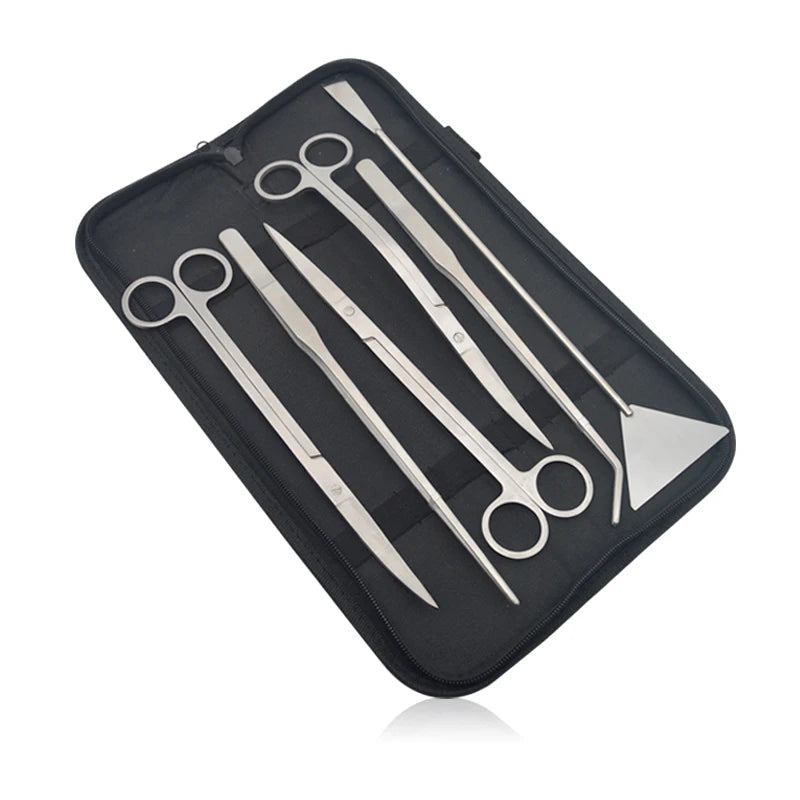 Stainless Steel Aquarium Tool Set with Scissors, Tweezers, and Shovel