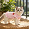 Strawberry Embroidered Striped Dog Dress with Ruffled Hem