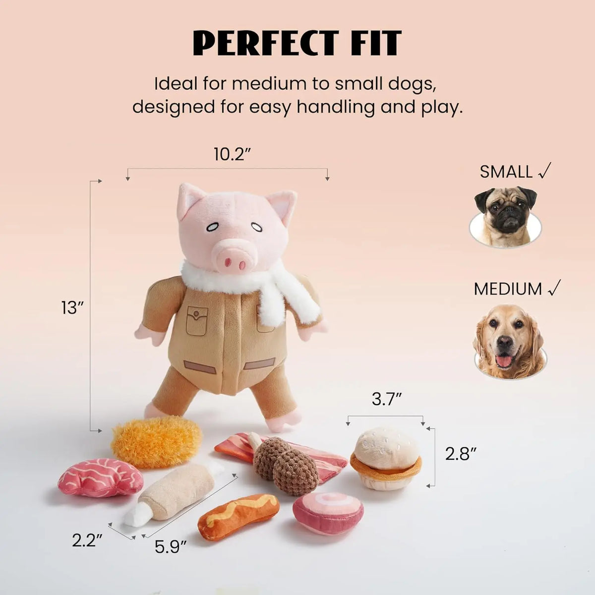 Zombie Mummy Dog Toy with 8 Squeaky Organs