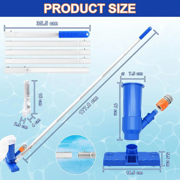 Pool Vacuum Cleaner with 4-Section Pole for Above Ground Pools & Spas