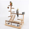 منصة ببغاء من خشب الفلفل مع جسر تأرجح وتسلّق